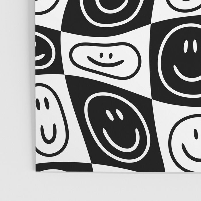 Black and white happy face checkered pattern Poster Gallery Image 3