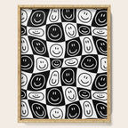 Black and white happy face checkered pattern Serving Tray Gallery Image 1