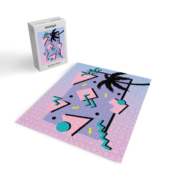 Memphis Pattern 25 - Miami Vice / 80s Retro / Palm Tree Jigsaw Puzzle Gallery Image 2