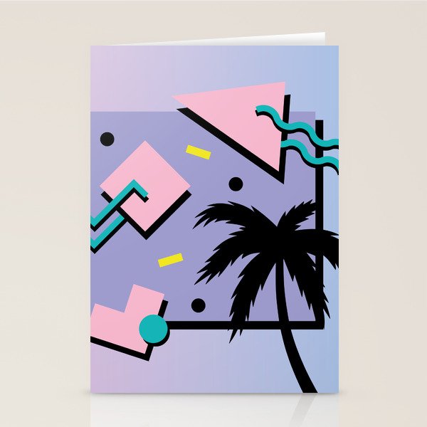 Memphis Pattern 25 - Miami Vice / 80s Retro / Palm Tree Stationery Card Gallery Image 1