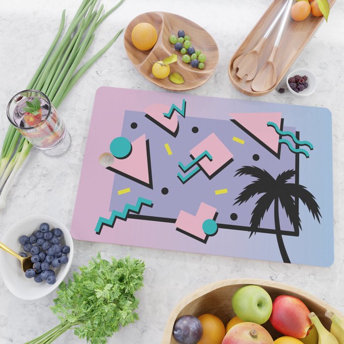 Memphis Pattern 25 - Miami Vice / 80s Retro / Palm Tree Cutting Board Gallery Image 2