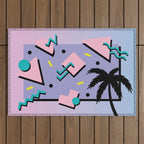 Memphis Pattern 25 - Miami Vice / 80s Retro / Palm Tree Outdoor Rug Gallery Image 1