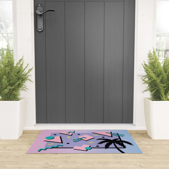 Memphis Pattern 25 - Miami Vice / 80s Retro / Palm Tree Welcome Mat Gallery Image 3