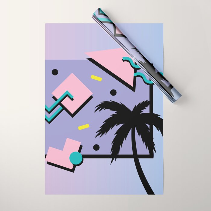 Memphis Pattern 25 - Miami Vice / 80s Retro / Palm Tree Wrapping Paper Gallery Image 1