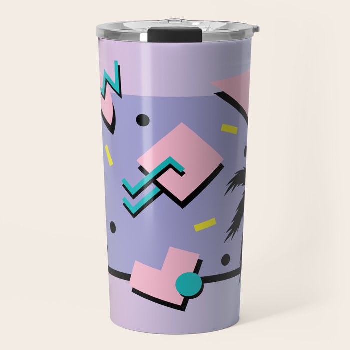 Memphis Pattern 25 - Miami Vice / 80s Retro / Palm Tree Travel Mug Gallery Image 1