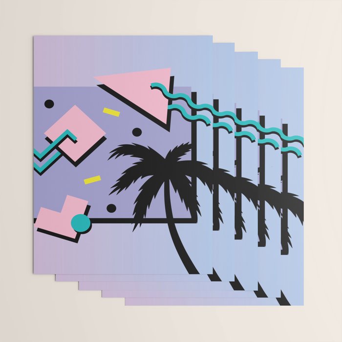 Memphis Pattern 25 - Miami Vice / 80s Retro / Palm Tree Wrapping Paper Gallery Image 3