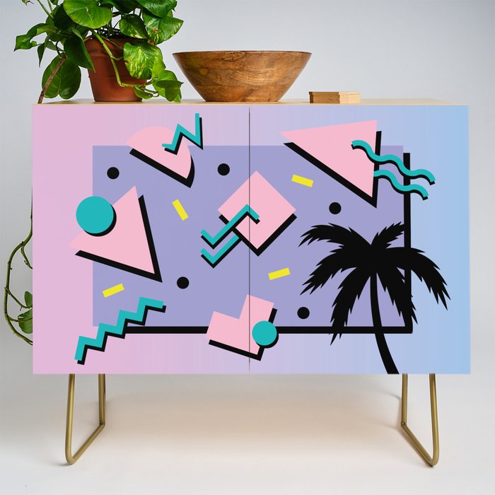 Memphis Pattern 25 - Miami Vice / 80s Retro / Palm Tree Credenza Gallery Image 1