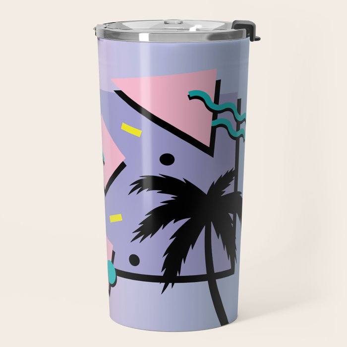 Memphis Pattern 25 - Miami Vice / 80s Retro / Palm Tree Travel Mug Gallery Image 2
