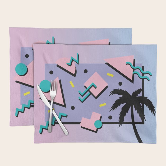 Memphis Pattern 25 - Miami Vice / 80s Retro / Palm Tree Placemat Gallery Image 1