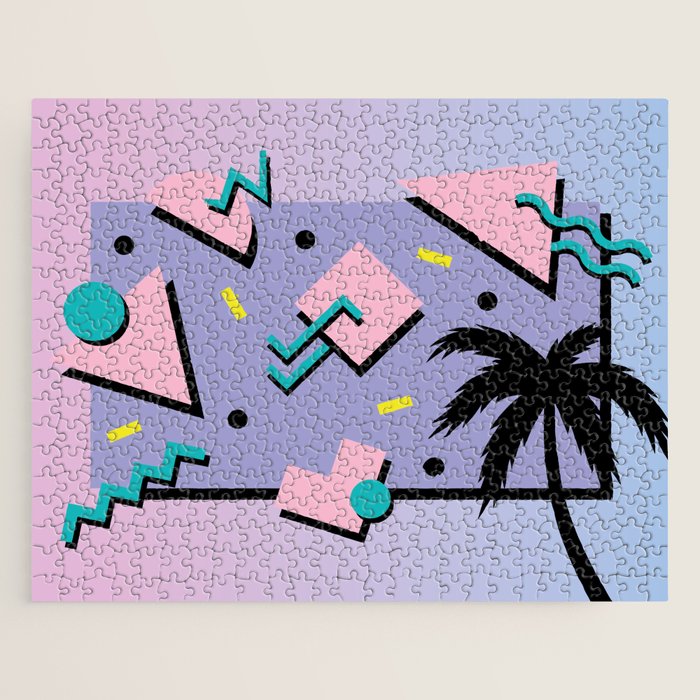 Memphis Pattern 25 - Miami Vice / 80s Retro / Palm Tree Jigsaw Puzzle Gallery Image 1