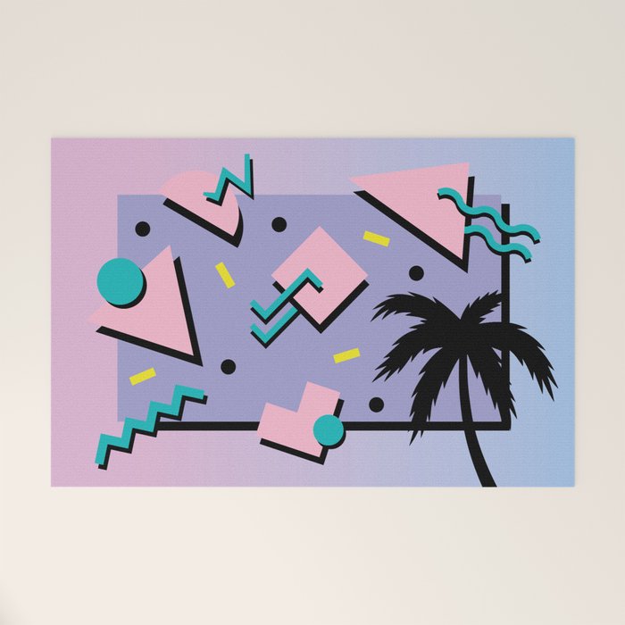 Memphis Pattern 25 - Miami Vice / 80s Retro / Palm Tree Welcome Mat Gallery Image 1