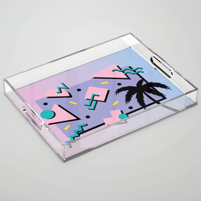 Memphis Pattern 25 - Miami Vice / 80s Retro / Palm Tree Acrylic Tray Gallery Image 1