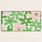 Flower Market Valencia Cute Retro Modern Floral Lime Green and Light Pink Desk Mat Gallery Image 3