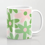 Flower Market Valencia Cute Retro Modern Floral Lime Green and Light Pink Coffee Mug Gallery Image 1
