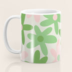 Flower Market Valencia Cute Retro Modern Floral Lime Green and Light Pink Coffee Mug Gallery Image 3