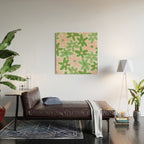 Flower Market Valencia Cute Retro Modern Floral Lime Green and Light Pink Wood Wall Art Gallery Image 2
