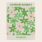 Flower Market Valencia Cute Retro Modern Floral Lime Green and Light Pink Poster Gallery Image 4