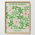 Flower Market Valencia Cute Retro Modern Floral Lime Green and Light Pink Serving Tray Gallery Image 1