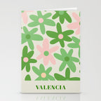 Flower Market Valencia Cute Retro Modern Floral Lime Green and Light Pink Stationery Card Gallery Image 2