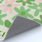 Flower Market Valencia Cute Retro Modern Floral Lime Green and Light Pink Rug Gallery Image 4