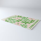 Flower Market Valencia Cute Retro Modern Floral Lime Green and Light Pink Rug Gallery Image 3
