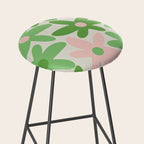 Flower Market Valencia Cute Retro Modern Floral Lime Green and Light Pink Stool Gallery Image 2