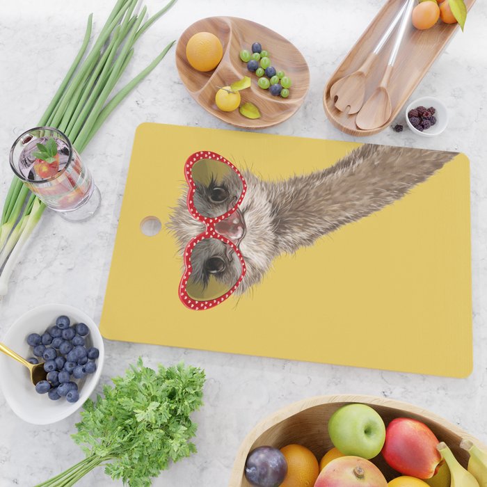 Fashion Hipster Ostrich in Yellow Cutting Board Gallery Image 2