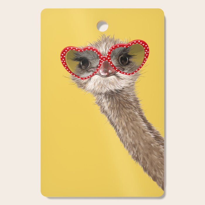 Fashion Hipster Ostrich in Yellow Cutting Board Gallery Image 1