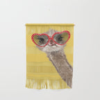 Fashion Hipster Ostrich in Yellow Wall Hanging Gallery Image 1