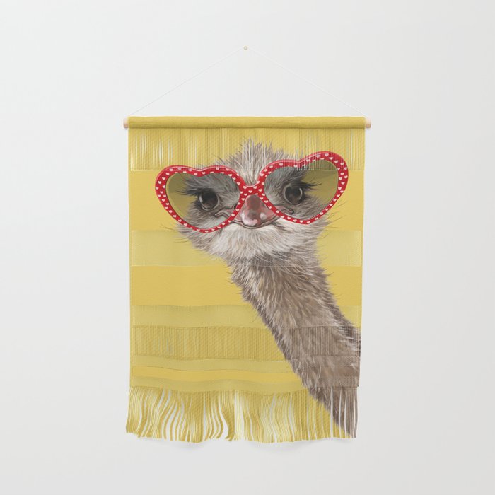 Fashion Hipster Ostrich in Yellow Wall Hanging Gallery Image 1