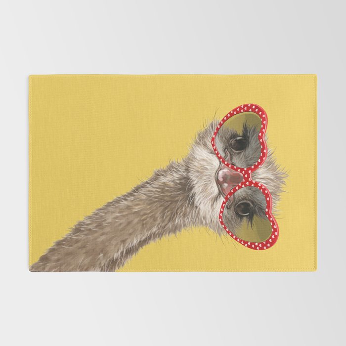 Fashion Hipster Ostrich in Yellow Rug Gallery Image 2