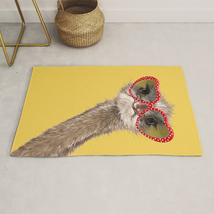Fashion Hipster Ostrich in Yellow Rug Gallery Image 1