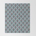 Blockprint Blooms on light blue Throw Blanket Gallery Image 2