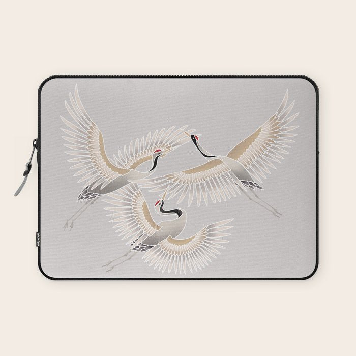 traditional Japanese cranes bright illustration Laptop Sleeve Gallery Image 1