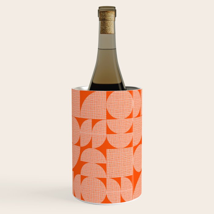 Mid Century Modern Geometric Textured Shapes Orange And White Wine Chiller Gallery Image 1