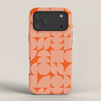Mid Century Modern Geometric Textured Shapes Orange And White iPhone Case Gallery Image 4