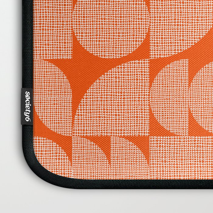 Mid Century Modern Geometric Textured Shapes Orange And White Laptop Sleeve Gallery Image 3