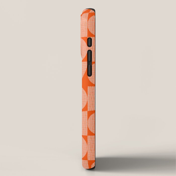 Mid Century Modern Geometric Textured Shapes Orange And White iPhone Case Gallery Image 2