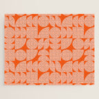 Mid Century Modern Geometric Textured Shapes Orange And White Jigsaw Puzzle Gallery Image 1
