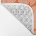 Mid Century Modern Geometric Textured Shapes Orange And White Bath Mat Gallery Image 2