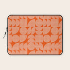 Mid Century Modern Geometric Textured Shapes Orange And White Laptop Sleeve Gallery Image 1