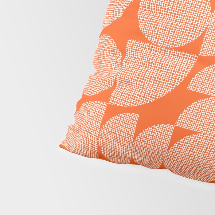 Mid Century Modern Geometric Textured Shapes Orange And White Pillow Sham Gallery Image 4