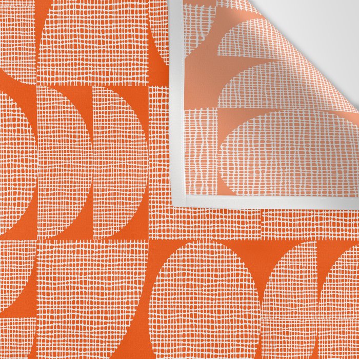 Mid Century Modern Geometric Textured Shapes Orange And White Wall Tapestry Gallery Image 3