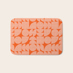 Mid Century Modern Geometric Textured Shapes Orange And White Bath Mat Gallery Image 1