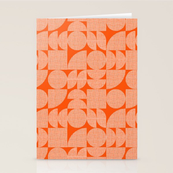 Mid Century Modern Geometric Textured Shapes Orange And White Stationery Card Gallery Image 2