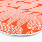 Mid Century Modern Geometric Textured Shapes Orange And White Bath Mat Gallery Image 3