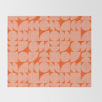 Mid Century Modern Geometric Textured Shapes Orange And White Throw Blanket Gallery Image 2