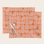 Mid Century Modern Geometric Textured Shapes Orange And White Placemat Gallery Image 1