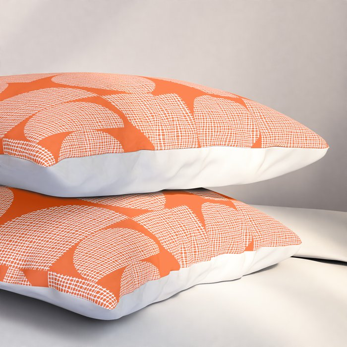 Mid Century Modern Geometric Textured Shapes Orange And White Pillow Sham Gallery Image 3