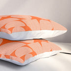 Mid Century Modern Geometric Textured Shapes Orange And White Pillow Sham Gallery Image 3